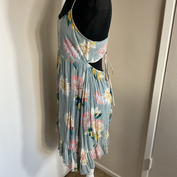 O'Neill Jasmine Powder Blue Floral Beach Mini Dress L Large Strappy Lined Rare - Picture 8 of 11